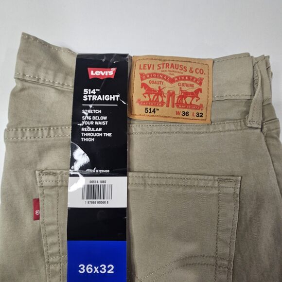 Levi’s 514 Straight Leg Tan Denim Jeans‎ Men’s/ 36x32 / New Without Tags - Picture 4 of 9